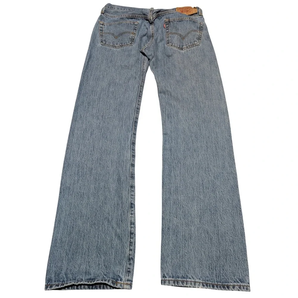 Levis 501 Original Mens Straight Leg Button‎ Fly Blue Denim Jeans 34x33 Med Wash